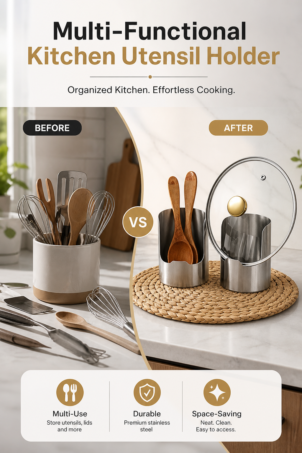 Stainless Steel Utensil & Lid Holder