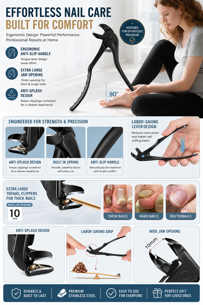 Long-Handle Wide-Jaw Toenail Clipper-EASY HOME FOOT CARE