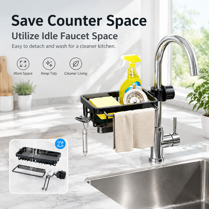 🧽 Faucet-Mounted Sink Caddy with Removable Drip Tray